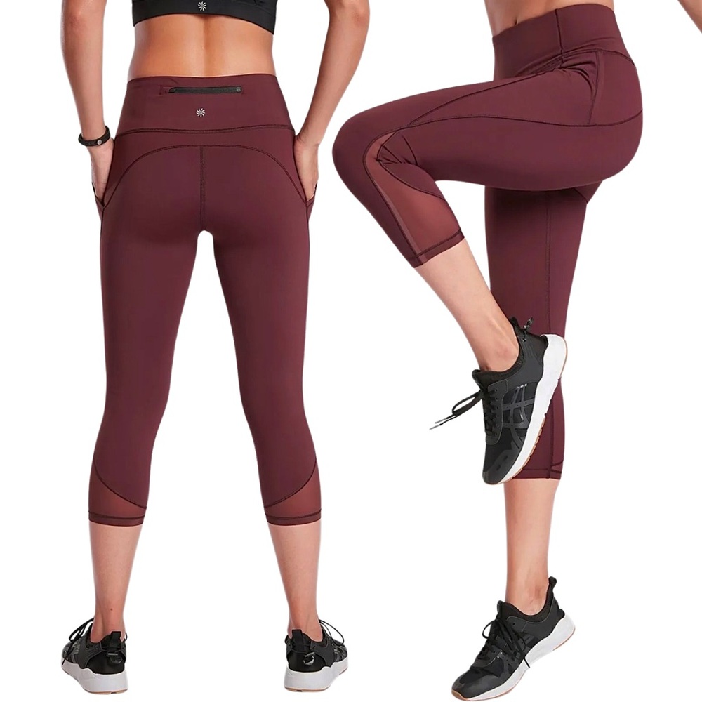 ATHLETA Lightning Capri‎ In Supersonic, Antique Burgundy